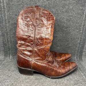 VEARI Buitre Alligator Embossed Leather Cowboy Western Boots Brown Mens US 13